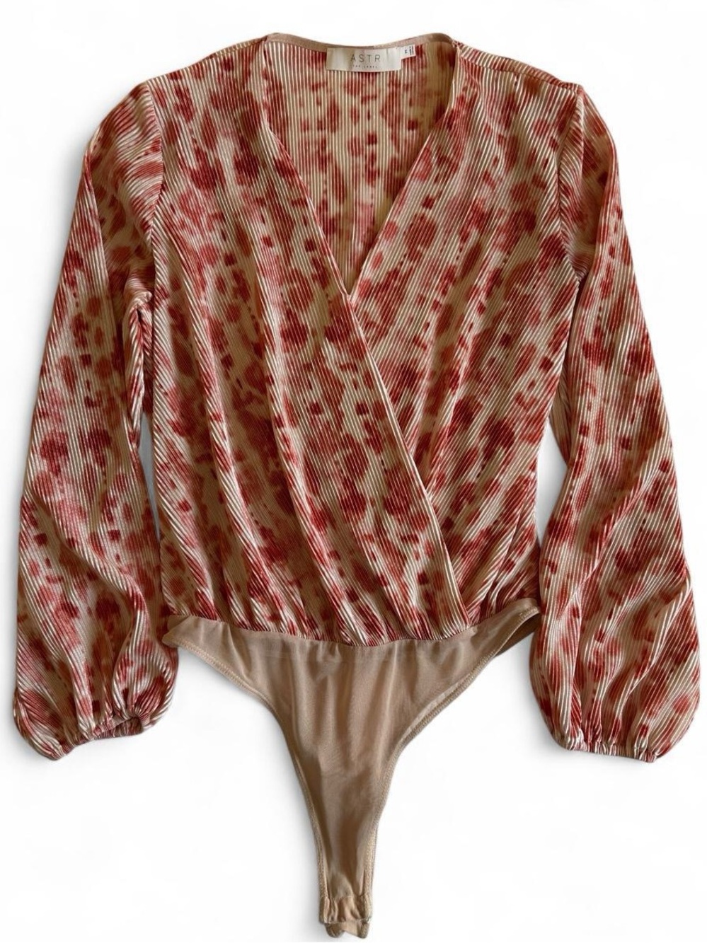 Astr the Lable | Pink & Cream Printed Wrap Bodysuit